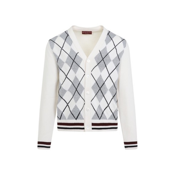 Gucci Other - Gucci Argyle Lurex White And Silver Wool Cardigan - NWT
